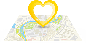 A map with a heart in the middle